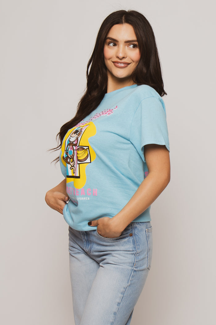Just Vibin  - Bobby Jack Boyfriend Rhinestone T-Shirt -Blue