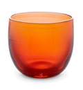 kentucky water, rusty orange red transparent hand-blown glass drinking glass.