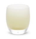 lamb soft beige hand-blown glass votive candle holder.