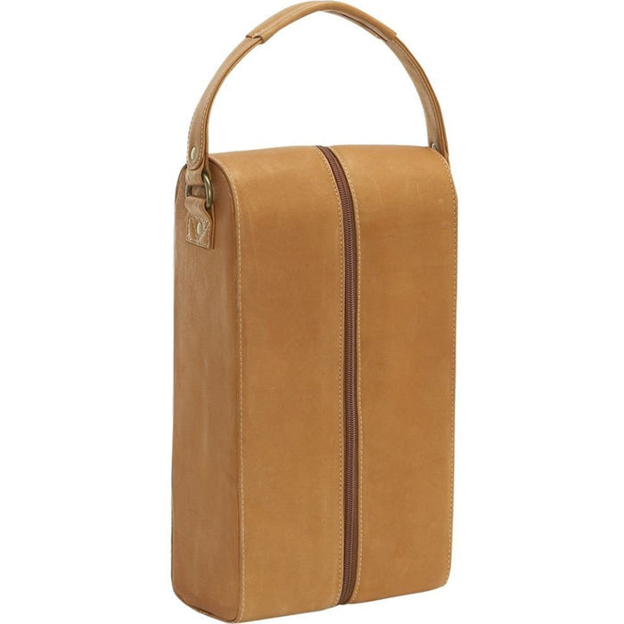 LeDonne Leather 2 Bottle Wine Tote - Frontside Tan