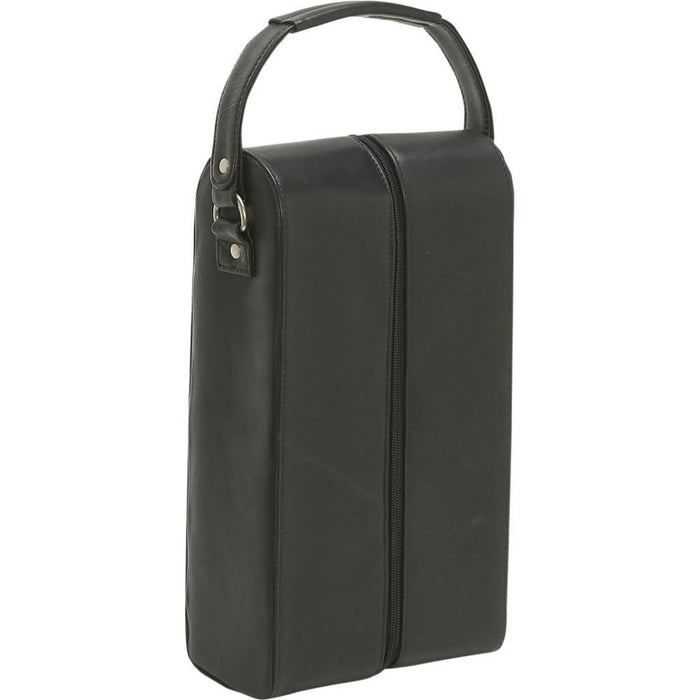 LeDonne Leather 2 Bottle Wine Tote - Frontside Black