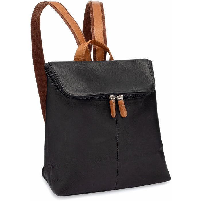 LeDonne Leather Accent Women's Backpack - Frontside Black