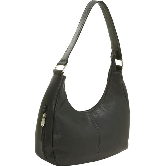LeDonne Leather Classic Hobo Handbag - Frontside Black