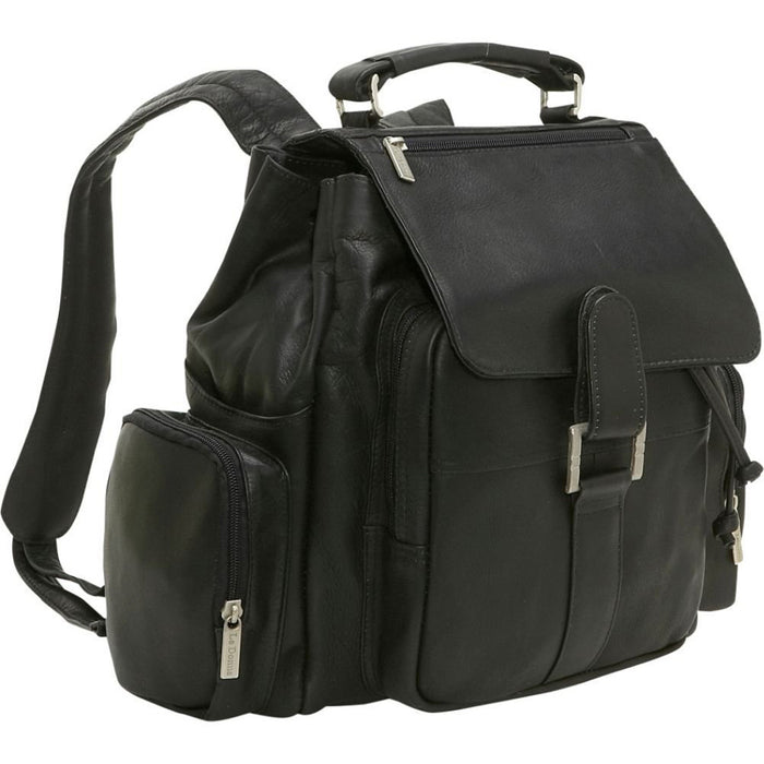 LeDonne Leather Classic Multi Pocket Backpack - Frontside Black