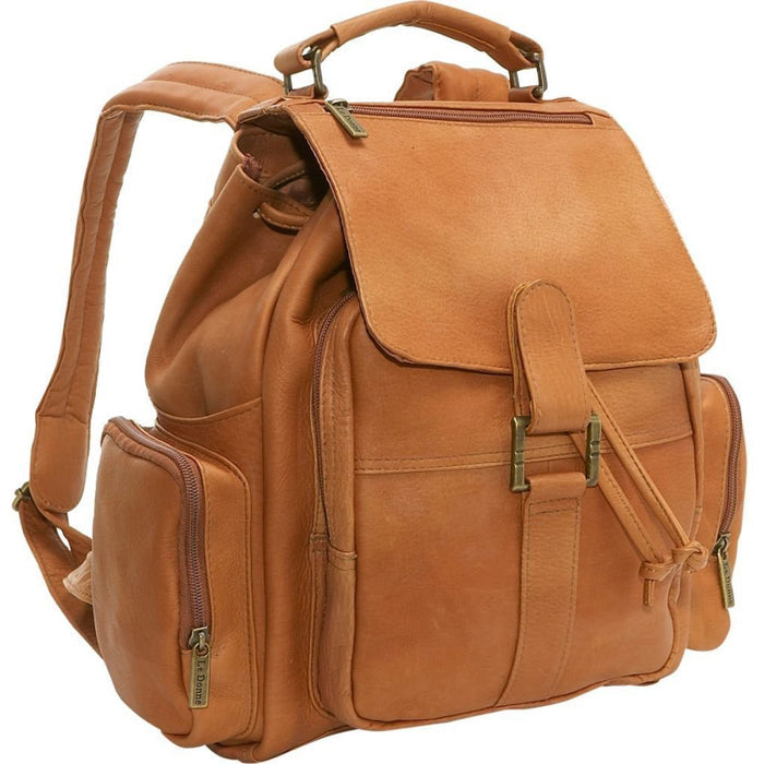 LeDonne Leather Classic Multi Pocket Backpack - Frontside Tan