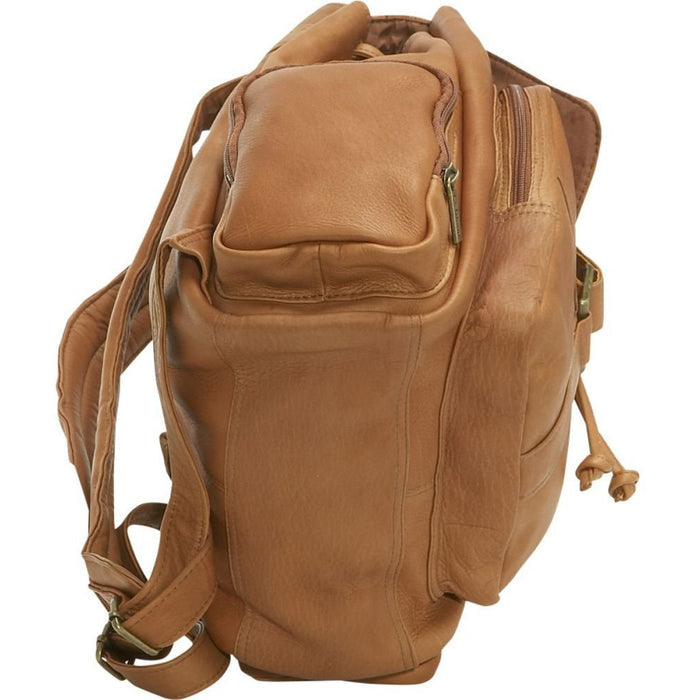 LeDonne Leather Classic Multi Pocket Backpack - Bottom