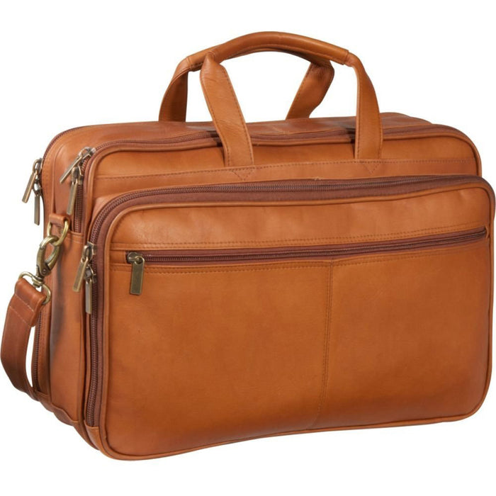 LeDonne Leather Dual Compartment Laptop Briefcase - Frontside Tan