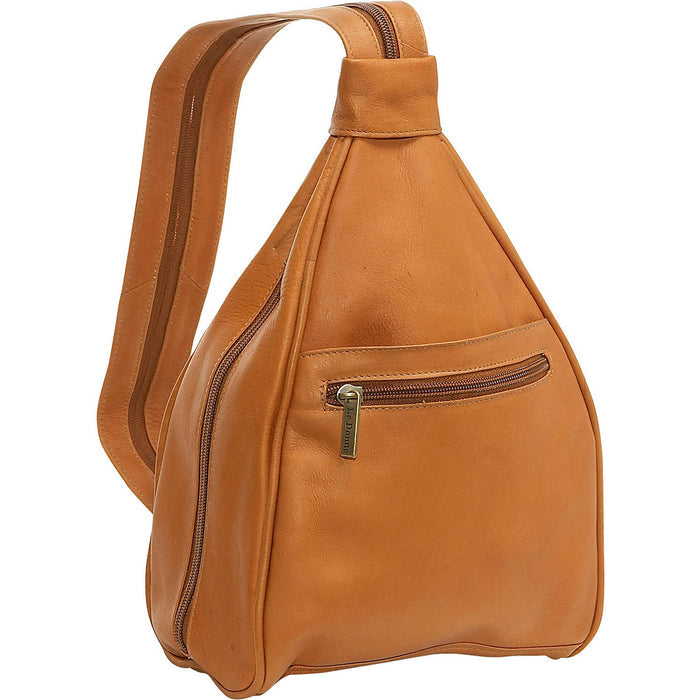 LeDonne Leather Ladies Sling Backpack - Frontside Tan