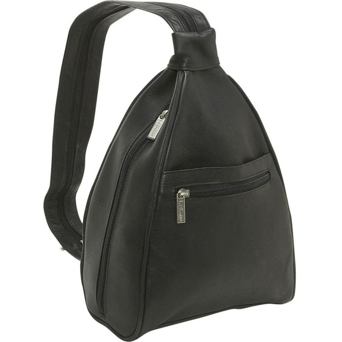 LeDonne Leather Ladies Sling Backpack - Frontside Black