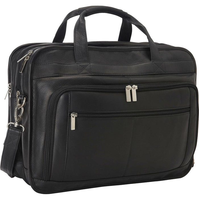 LeDonne Leather Oversized Laptop Briefcase - black