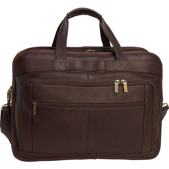 LeDonne Leather Oversized Laptop Briefcase - cafe