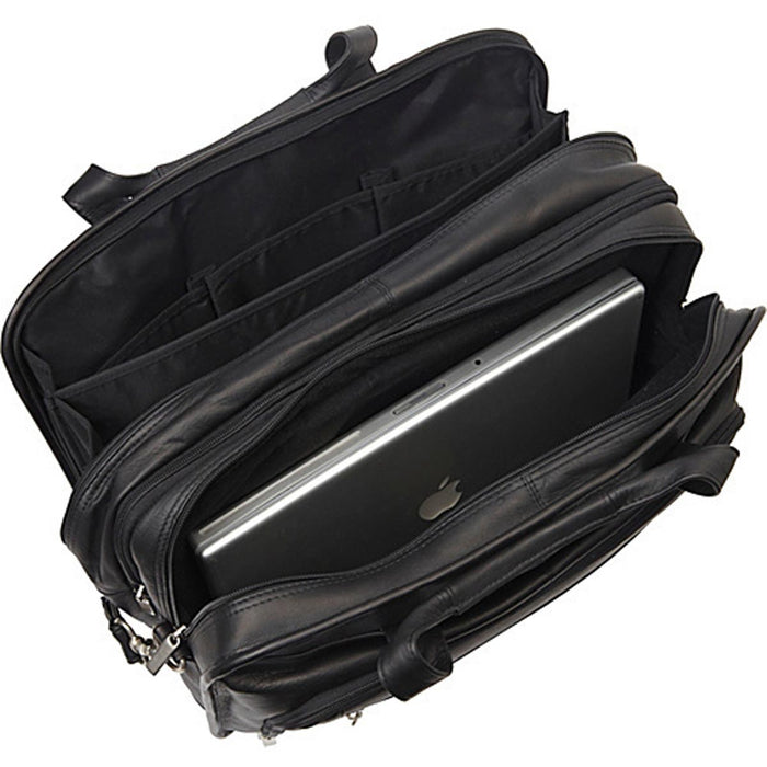 LeDonne Leather Oversized Laptop Briefcase - laptop pocket