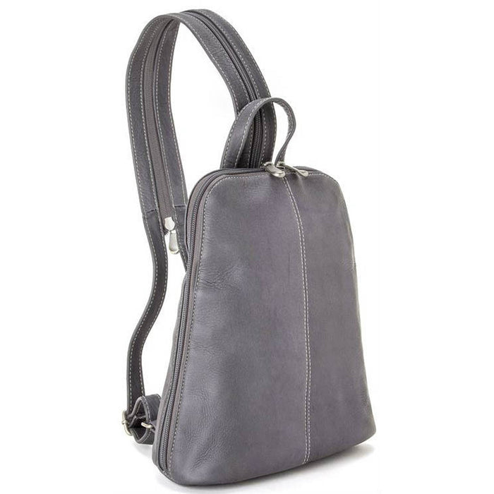 LeDonne Leather U-Zip Women's Sling/Backpack - Frontside Gray