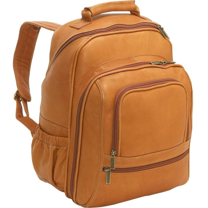 LeDonne Leather Vaquetta Large Laptop Backpack - Frontside Tan