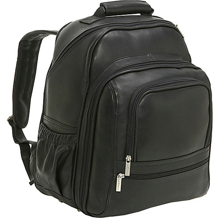 LeDonne Leather Vaquetta Large Laptop Backpack - Frontside Black