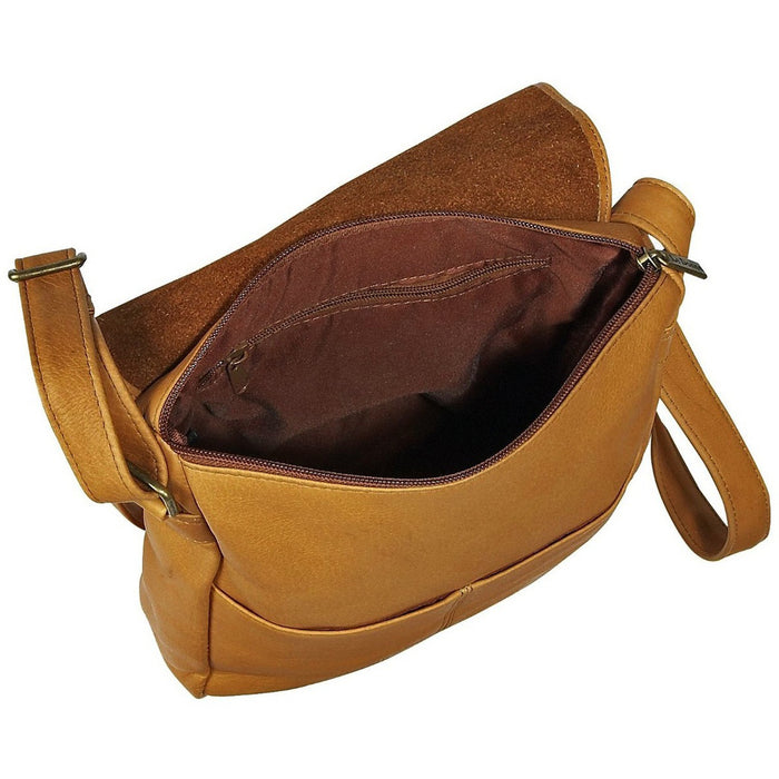 Ledonne Leather Vertical Flap Over Shoulder Bag - Interior