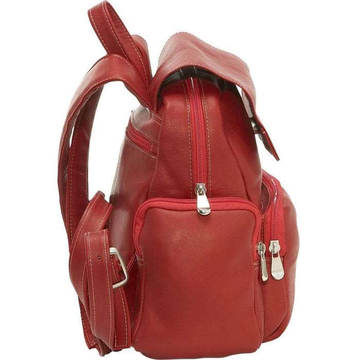 LeDonne Leather Womens Multi Pocket Backpack - Profile