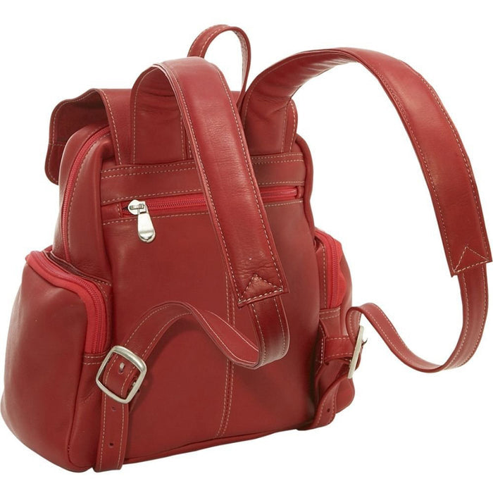 LeDonne Leather Womens Multi Pocket Backpack - Rearview Backpack Straps