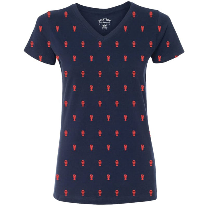 Lobster Print - Ladies T-Shirt V-Neck