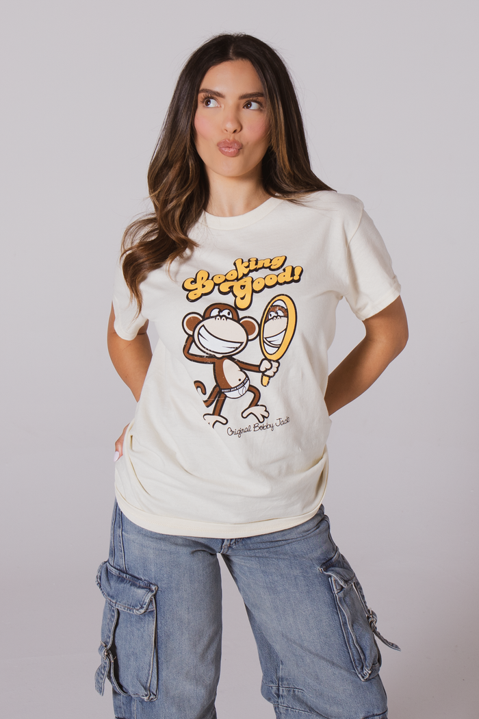 Looking Good - Bobby Jack Boyfriend T-Shirt -Cream