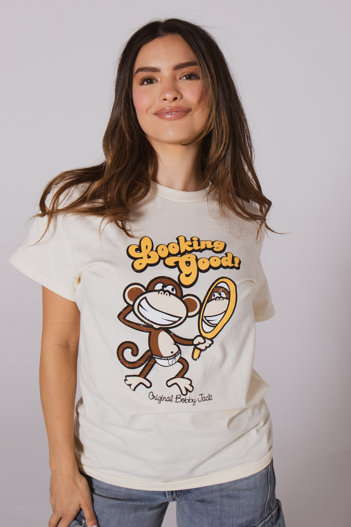 Looking Good - Bobby Jack Boyfriend T-Shirt -Cream