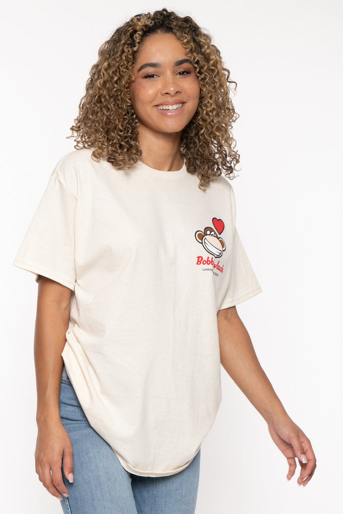 Looking Good - Bobby Jack Garment-Dyed Boyfriend T-Shirt (Front + Back Print) - Beige