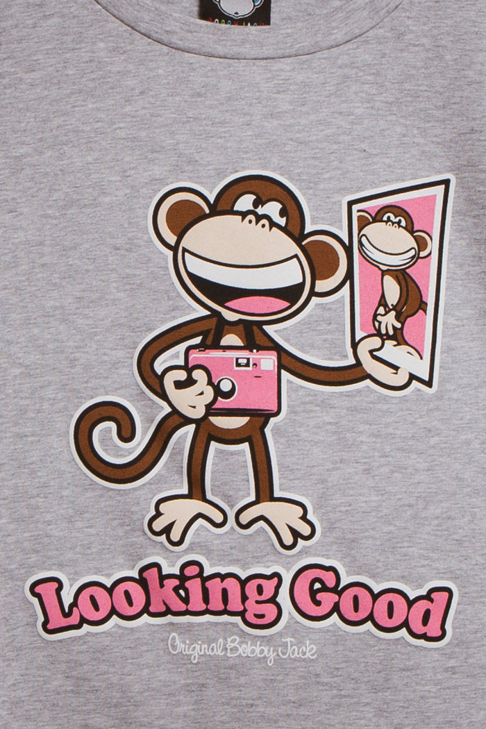 Looking Good- Bobby Jack Baby Tee - Heather Grey