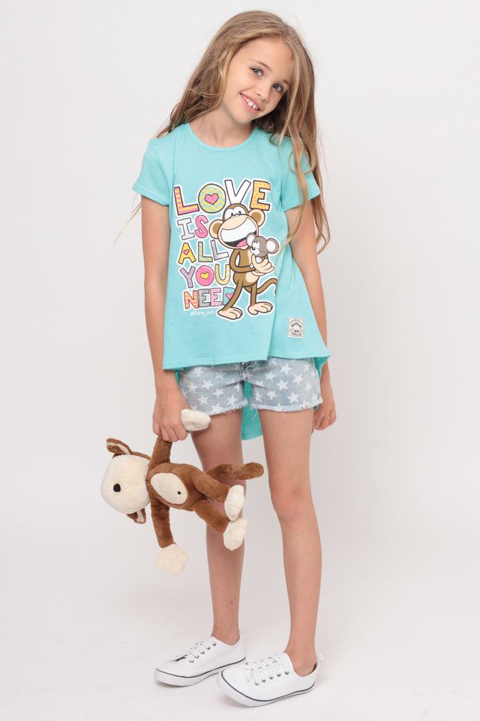 Love Is All You Need | Hi-Low Ruffle Back Top - Aqua