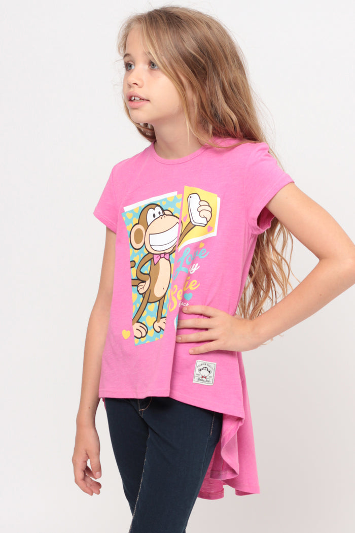 Love My Selfie | Hi-Low Ruffle Back Top - Pink