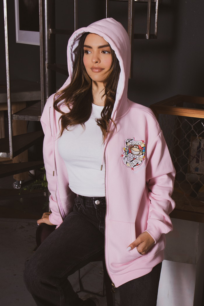 Lucky - Bobby Jack Oversized Premium Zip Hoodie - Pink