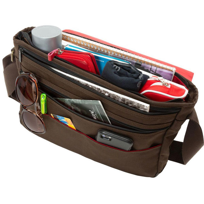 Manhattan Portage Waxed Nylon Sheridan Shoulder Bag (L) w/Back Zipper - Interior Packed