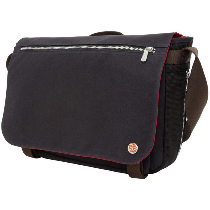 Manhattan Portage Waxed Nylon Whitehall Laptop Bag - Frontside Navy
