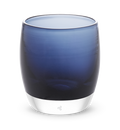midnight dark blue hand-blown glass votive candle holder.