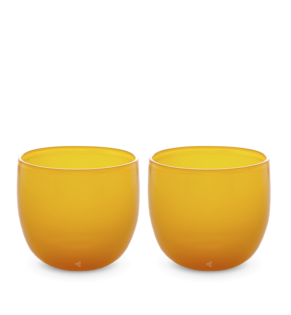 mimosa drinker set, tangerine hand-blown drinking glasses.