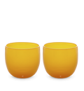 mimosa drinker set, tangerine hand-blown drinking glasses.