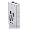 The Moondrop Dawn Pro by Moondrop is a compact, silver, rectangular device featuring dual circular top ports, patterned front vents, and a side sliding switch—perfect as a portable headphone amplifier for HiFi playback.