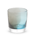 mountain time rocker, transparent two toned cobalt blue, hand-blown lowball drinking glass