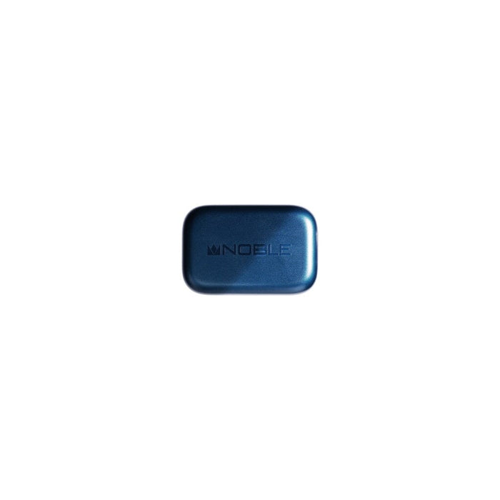 A dark blue, rectangular case with rounded edges and "NOBLE" embossed on top, designed for Noble Audio Osprey Wireless In-Ear Headphones, is centered on a plain white background.