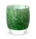 northstar, green with glitter hand-blown glass votive candle holder