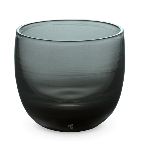 old fashioned drinker, transparent deep green hand-blown drinking glass