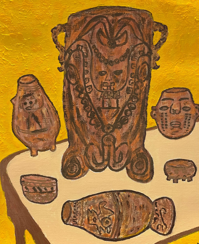 Original Acrylic Painting on Paper Artwork "Vasijas" or “Vessels"