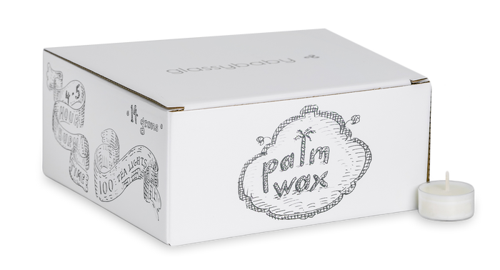 box of 100 palmwax tealight candles