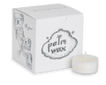 box of 16 palm wax tea lights.