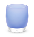 paws, opaque pale blue, hand-blown glass votive candle holder.