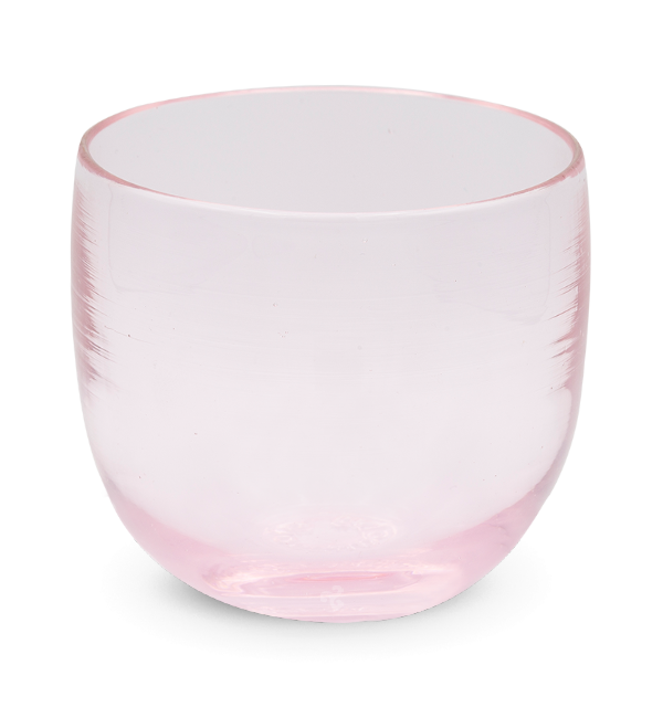 pink lady drinker, transparent light pink hand-blown drinking glass