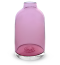 pink transparent bloomette, transparent pink hand-blown glass flower bud vase.