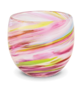 pirouette pink multi-colored swirl, hand-blown drinking glass.