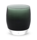 pond transparent dark evergreen hand-blown glass votive candle holder.