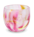 prima pink multi-colored petal, hand-blown drinking glass.