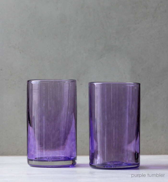 purple tumblers hand-blown drinking glass